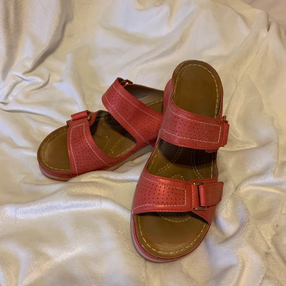 Coral Slip On Sandals